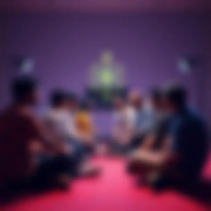 A diverse group of people sitting in a circle, focusing on mental connection during a telepathy practice session.