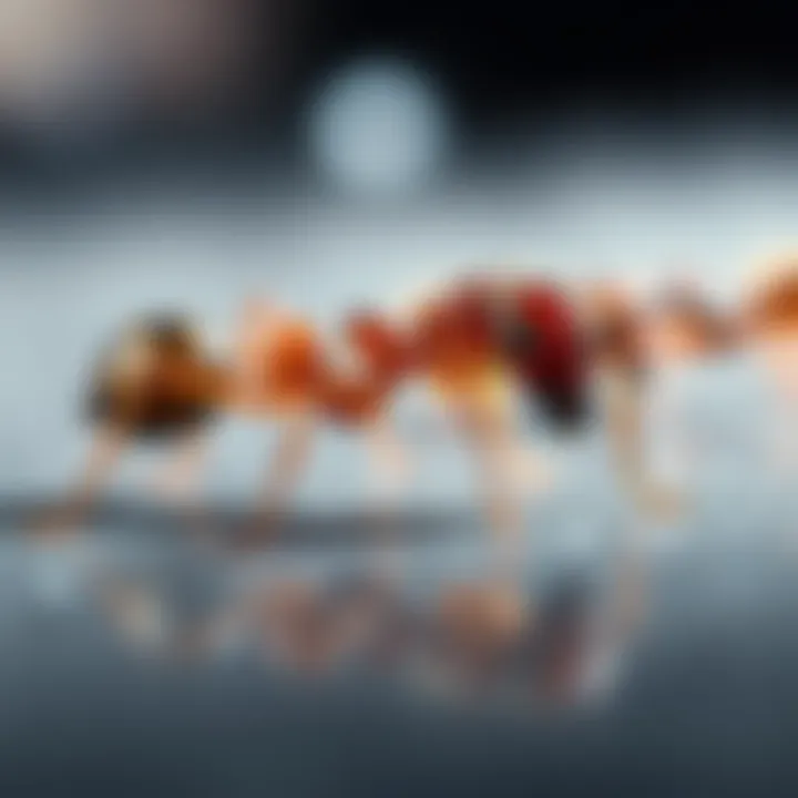 Close-up of ants appearing to move instantaneously across a surface, creating a visual effect of teleportation.