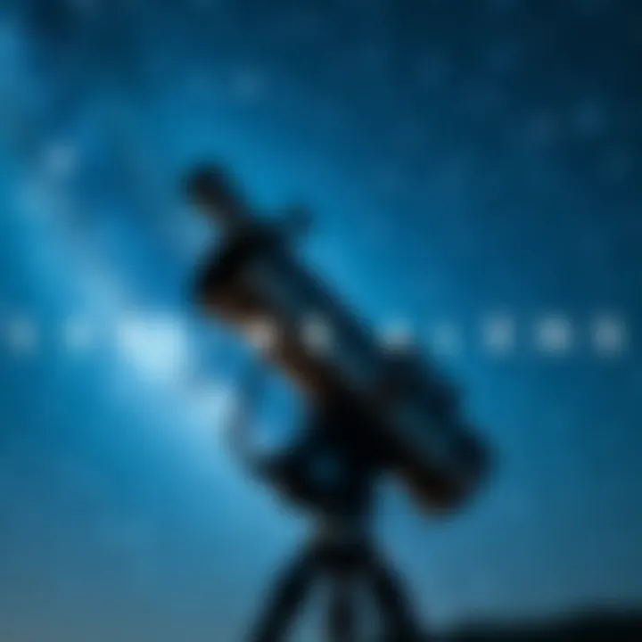 An astronomical telescope pointing towards the night sky with stars and distant galaxies in view, symbolizing the search for extraterrestrial communication.