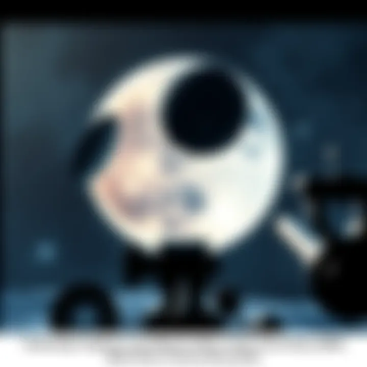 Telescope Observes Moon Object A powerful telescope focusing on a large object on the Moon, highlighting its surface features and size