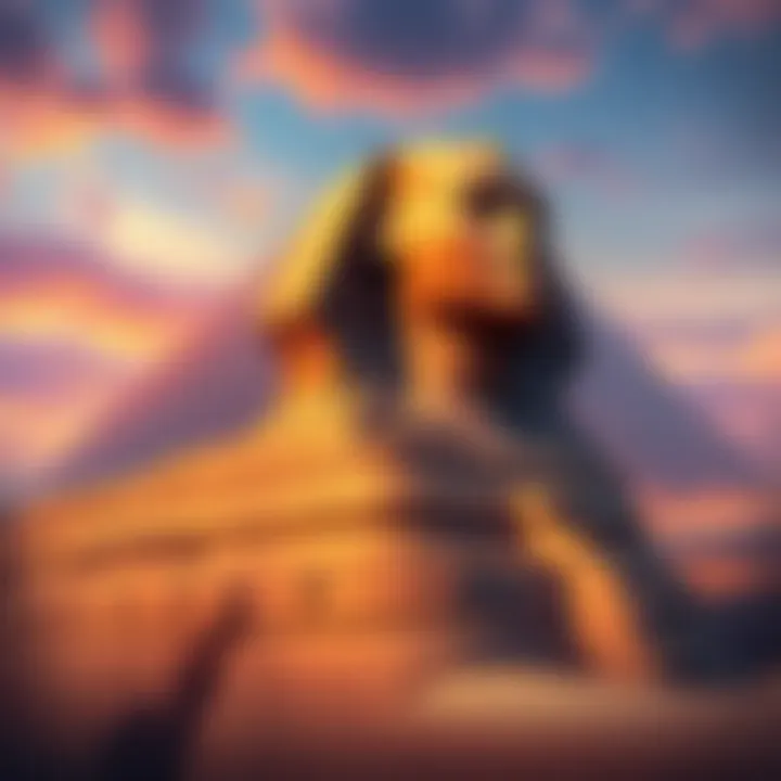 An illustration showing the Great Sphinx of Giza with a hidden temple underneath, illustrating the idea of ancient secrets being discovered.