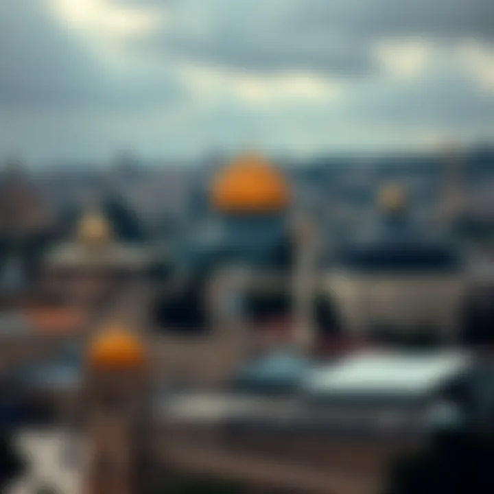 A panoramic view of Temple Mount showing ongoing activities and the surrounding area.