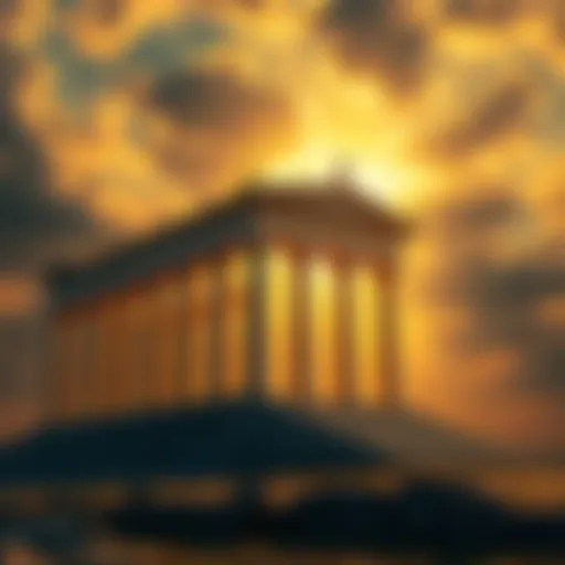 The Temple of Apollo, bathed in golden light, symbolizing divine acceptance and connection to the god.