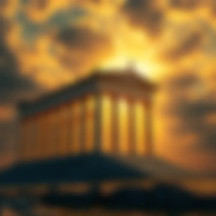 The Temple of Apollo, bathed in golden light, symbolizing divine acceptance and connection to the god.