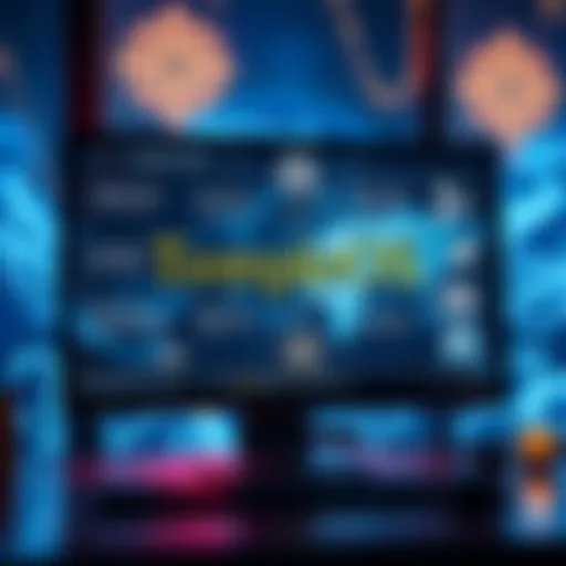 A computer screen displaying the TempleOS interface with symbols and text related to Magick work, representing a fusion of faith and technology.