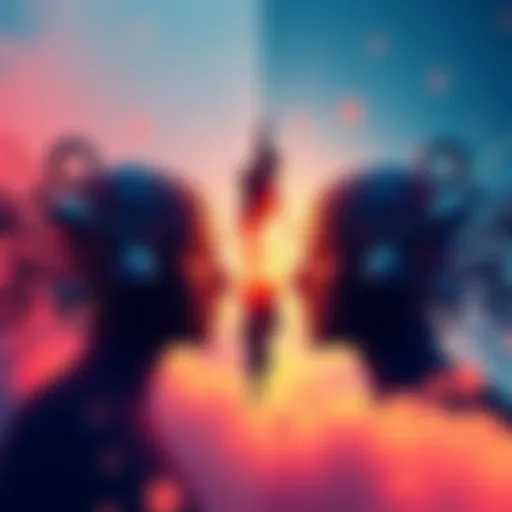 A visual representation of contrasting ideas with symbols for Singularity and Logos on opposite sides, showcasing their interaction in a modern context.