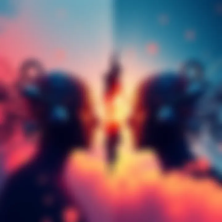 A visual representation of contrasting ideas with symbols for Singularity and Logos on opposite sides, showcasing their interaction in a modern context.