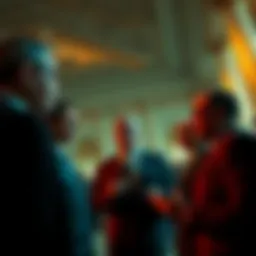 A group of experts discussing the Epstein case with concerned expressions in a Washington DC setting