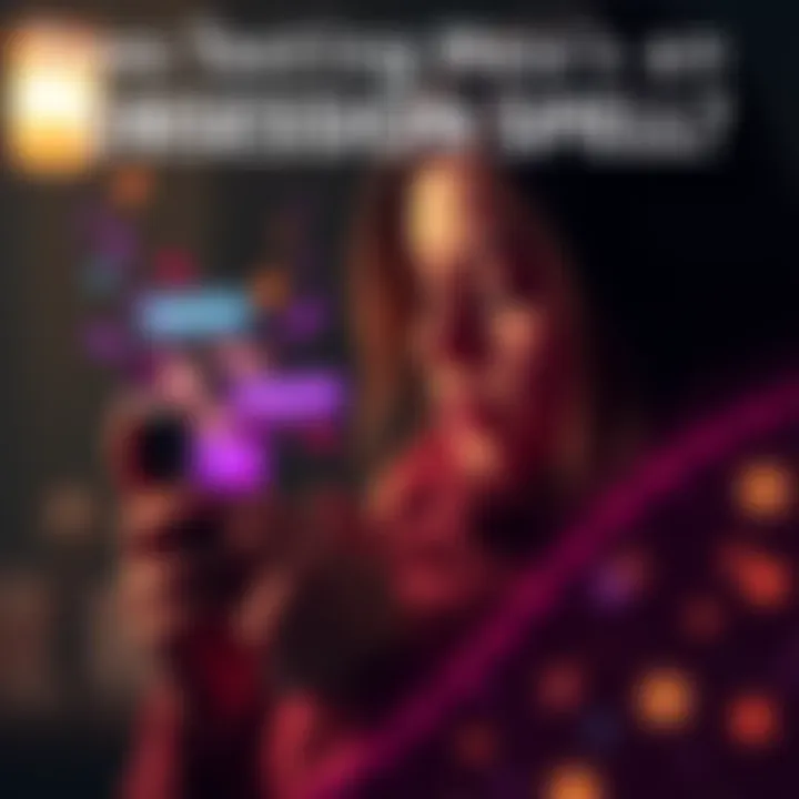 A person holding a phone, contemplating sending a text message about an obsession spell, with a magical aura around them.