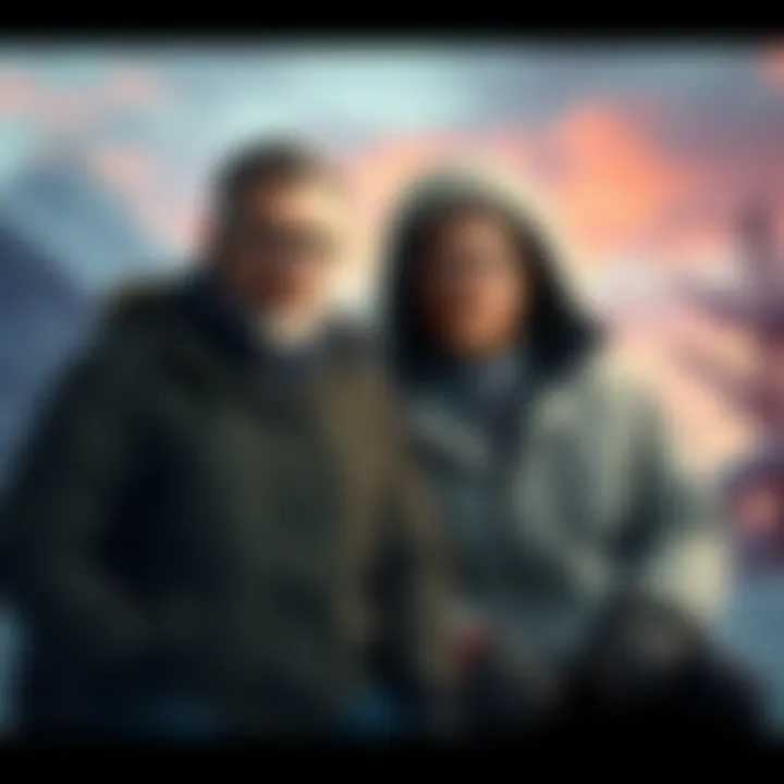The Yeti Film Directors Gene Gallerano and William Pisciotta discuss their horror film The Yeti with a background of snowy mountains and trees in Alaska.
