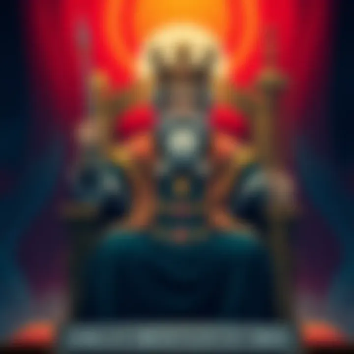 A close-up of the Emperor tarot card featuring a confident man seated on a throne, wearing a crown and holding a scepter, symbolizing authority and power.