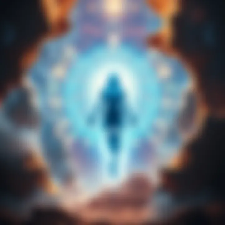 The Monad in Gnosticism A symbolic representation of The Monad as a radiant figure, surrounded by abstract forms suggesting gender concepts, with masculine pronouns displayed.