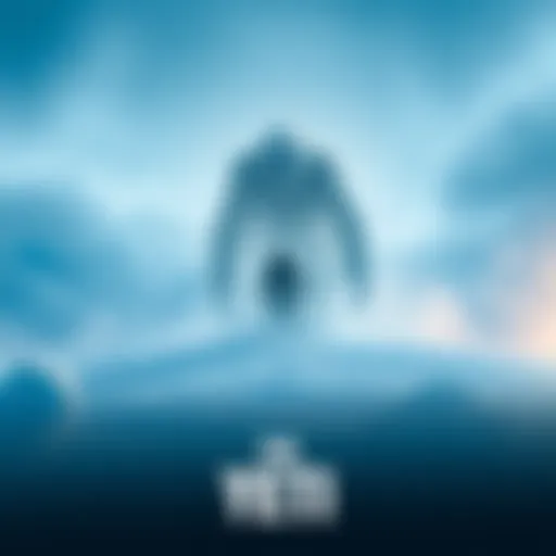 The first poster of The Yeti film showing a snowy Alaskan landscape with a shadowy figure in the background.
