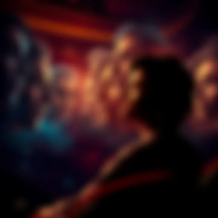 A theater filled with changing faces representing different versions of a dreamer, symbolizing self-acceptance and reflection.