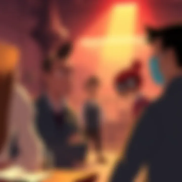 A scene from the animated film 'THE COVIDIOT' showing characters reacting to confusing information during the pandemic.