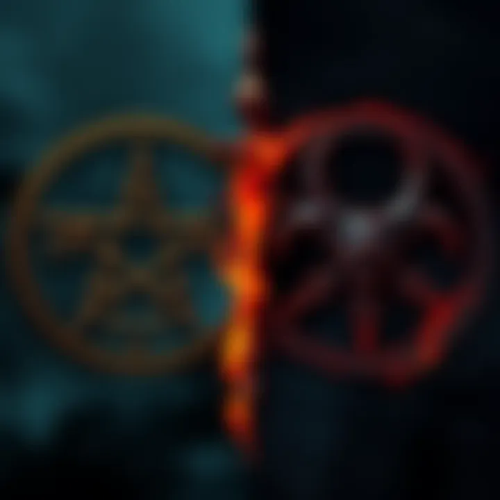 Thelema and Satanism Symbols A side-by-side comparison of symbols representing Thelema and Satanism, highlighting their distinct characteristics and beliefs.