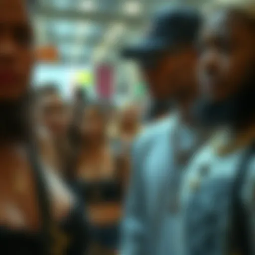 A close-up of people wearing Thelemic jewelry and clothing in a public space, showcasing their beliefs through fashion.