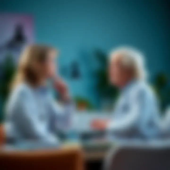 A therapist listening attentively to a patient in a calm office setting, providing support for trauma recovery