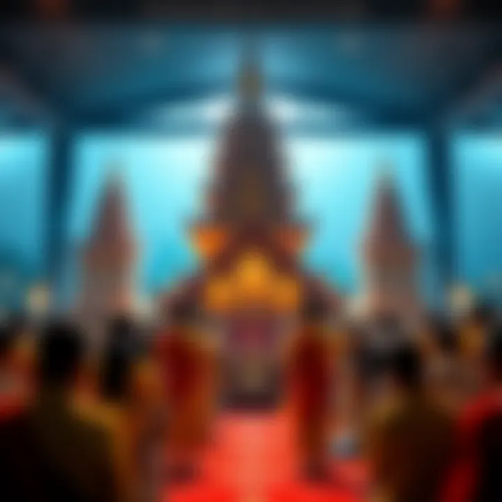 People from Sri Lanka and Thailand attending a Mahayana temple service, engaging in cultural practices and community interaction.
