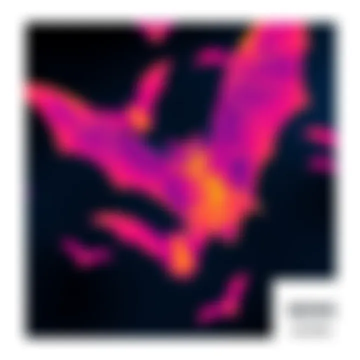 Thermal image showing bats making sharp turns in the night sky