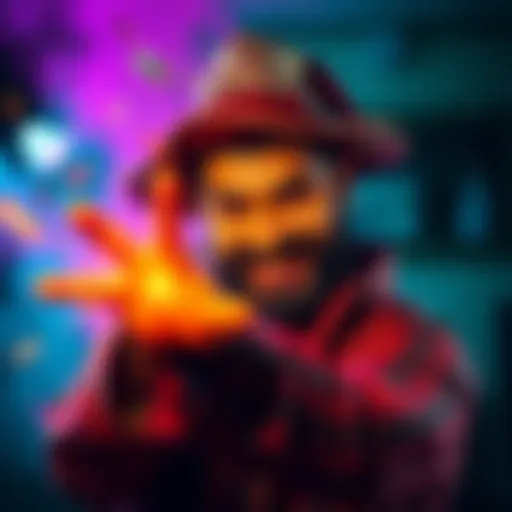 Thewizardliz striking a bold pose with an expressive facial expression that captures attention, surrounded by vibrant colors symbolizing fame and wealth