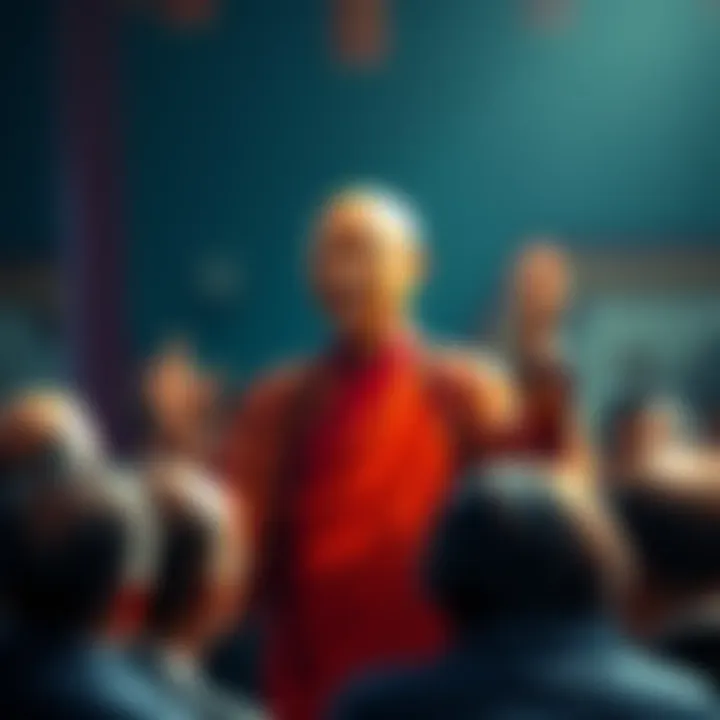 Thich Nhat Hanh speaking to a group, advocating for kindness and peace