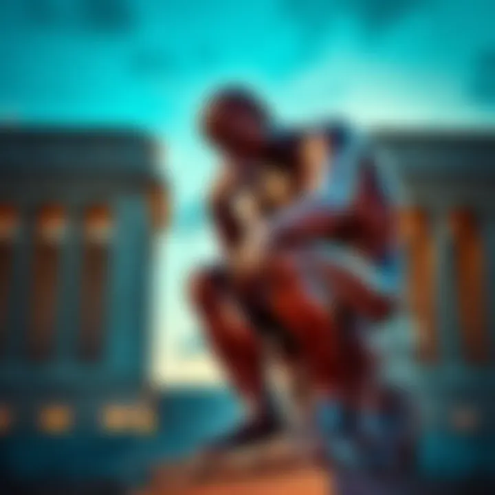 The Thinker statue showing its hand on its chin, representing its classic pose