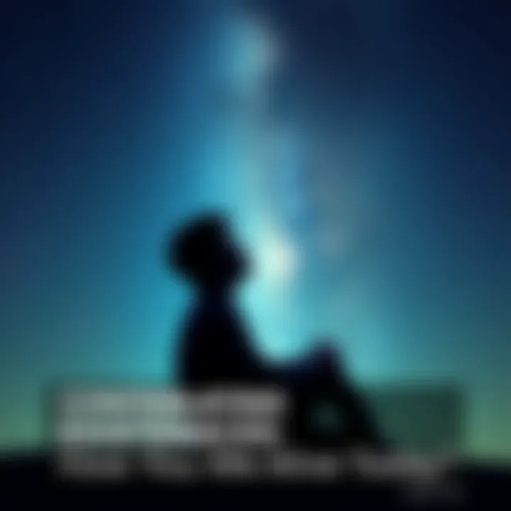 Thinking About Life A person sitting under a starry sky, contemplating existence and purpose, with a peaceful expression.