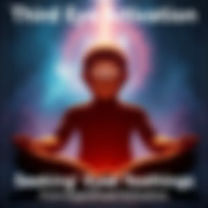 A person meditating with a glowing Third Eye symbol above their forehead, surrounded by a calming aura of light.