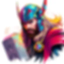 A colorful drawing of Thor, the Norse god, showcasing his iconic hammer and helmet, with vibrant details and a dynamic pose, displayed for feedback on forums.