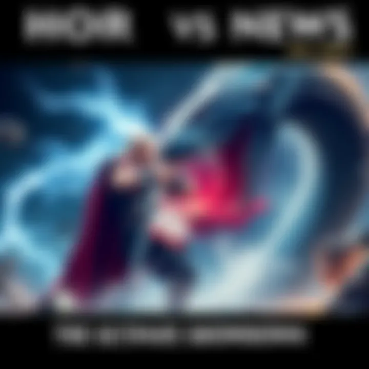 Thor, the Norse god of thunder, clashes with Jormungand, the giant serpent, in an epic confrontation.