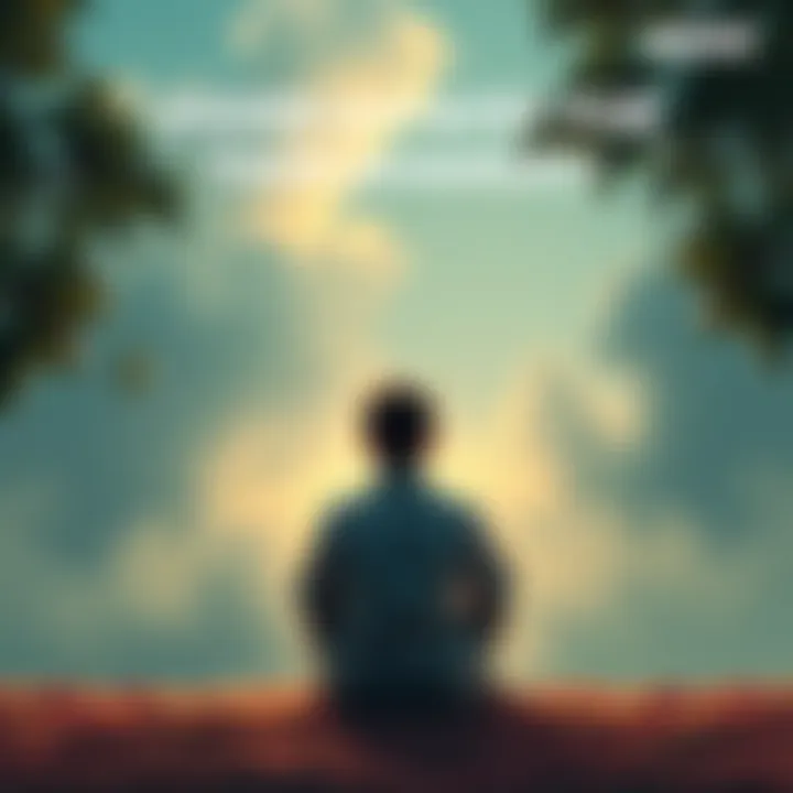 A person sitting in a peaceful setting, contemplating the importance of words and their meaning before speaking.