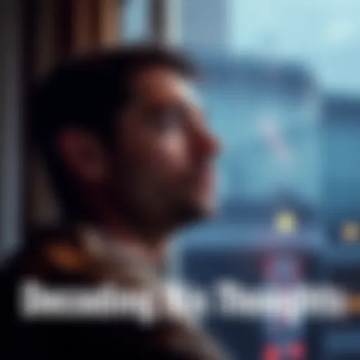A man deep in thought, gazing out a window with a contemplative expression, hinting at communication and connection.