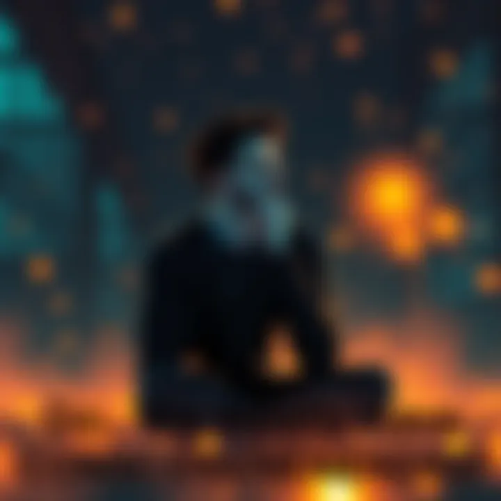 A person sitting in deep thought, contemplating the nature of consciousness.