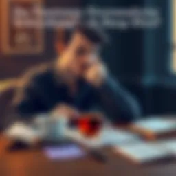 A Taurean looking pensive while sitting at a table with a cup of tea, surrounded by notes and a journal, reflecting on their thoughts.