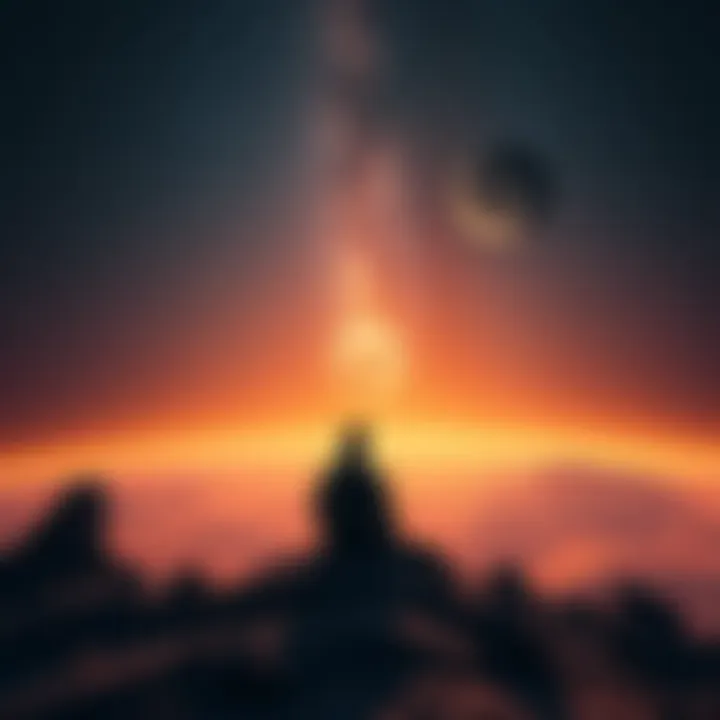 Thoughts in Space A person sitting on a distant planet, looking thoughtful at the stars, representing the nature of thought beyond Earth