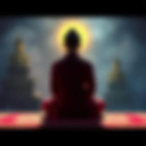 A person sitting in meditation, symbolizing the connection between thoughts and actions, reflecting on their impact as both kamma and vipāka.