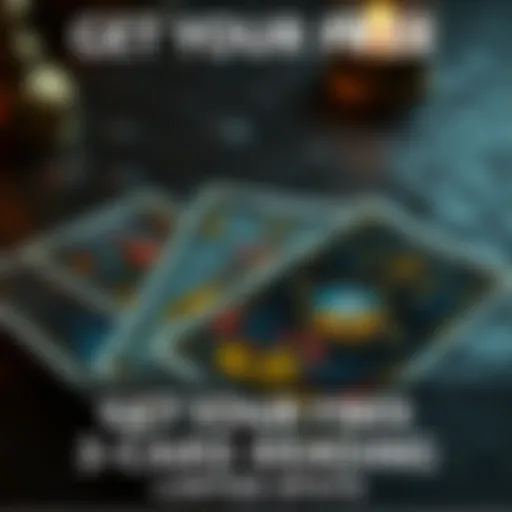 A close-up of three tarot cards arranged on a table, inviting people to get a free tarot reading