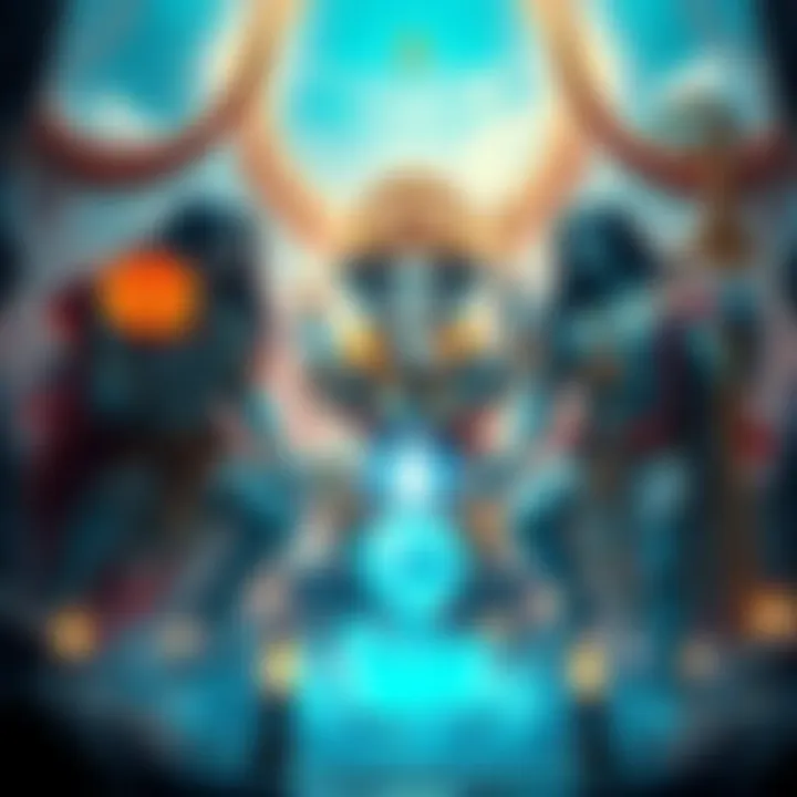 A visual representation of Loki, Ganesha, and Metatron in a harmonious setting, showcasing elements from Norse and other religious traditions.