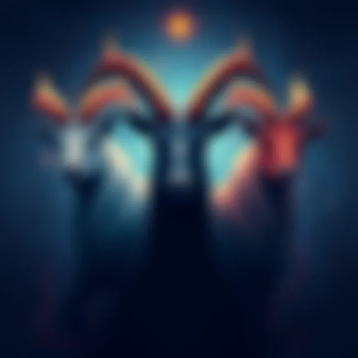 Three Types of Capricorns Illustration showing three distinct Capricorns, each representing unique traits and characteristics, set against a starry background.