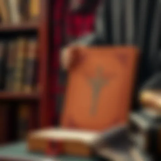A close-up of a rare book and an authentic priest robe displayed together, highlighting a thrift store find.