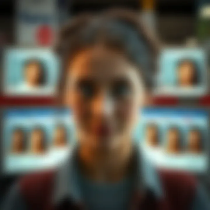 A vintage photo of a young woman beside modern social media profile screenshots showing matching facial features.