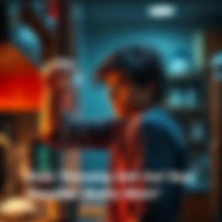 Person throwing salt over shoulder A person is tossing salt over their left shoulder in a kitchen, looking concerned or superstitious.