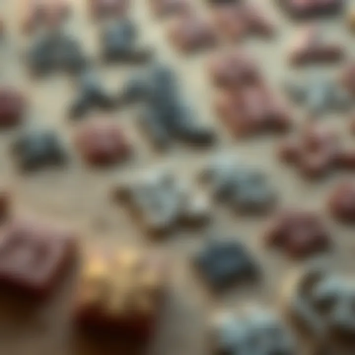 A close-up of various Tibetan characters arranged on a textured surface, inviting viewers to help decode their meanings.