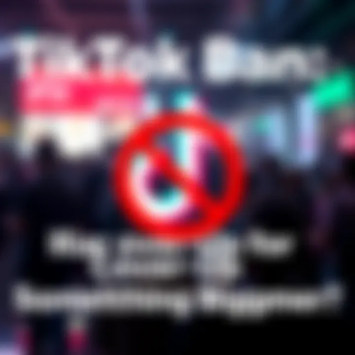 TikTok logo with a crossed-out symbol A graphic showing the TikTok logo with a red crossed-out circle overlay, symbolizing the ban