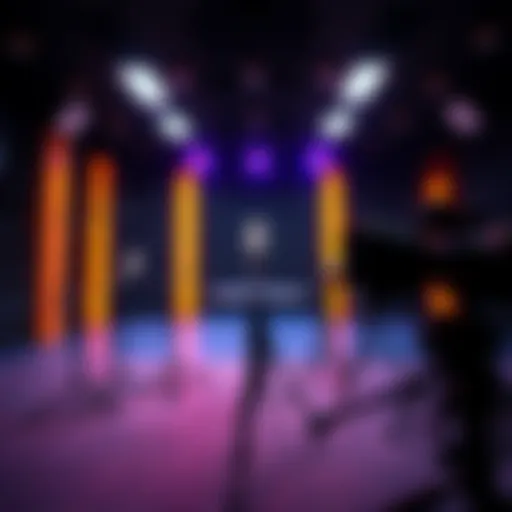 A graphic showing an empty podcast studio with microphones and cameras, symbolizing Tim Pool's sudden departure from online commentary in 2025.