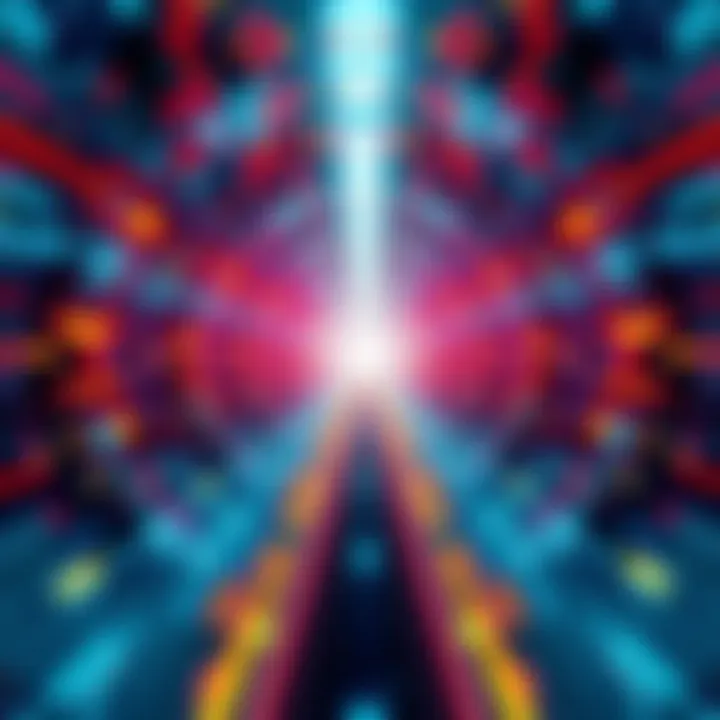 Illustration of time mirrors reflecting light and creating a visual distortion, symbolizing time travel and the nature of reality