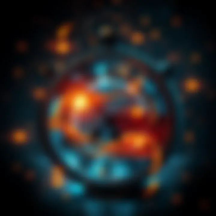 A visual concept showing a clock intertwined with symbols representing past lives and future, depicting the idea of time merging with reincarnation.