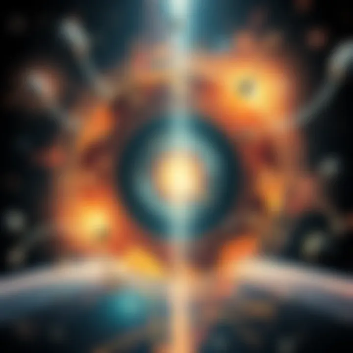 A surreal depiction of time and space manipulation, showcasing abstract cosmic elements and overlapping realities.