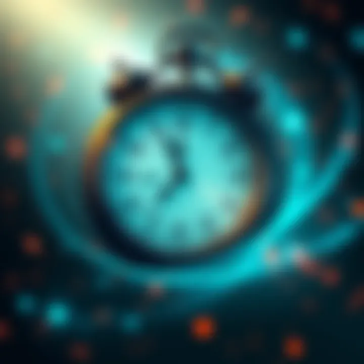 A clock with swirling time lines around it, representing time travel and its effects on reality.